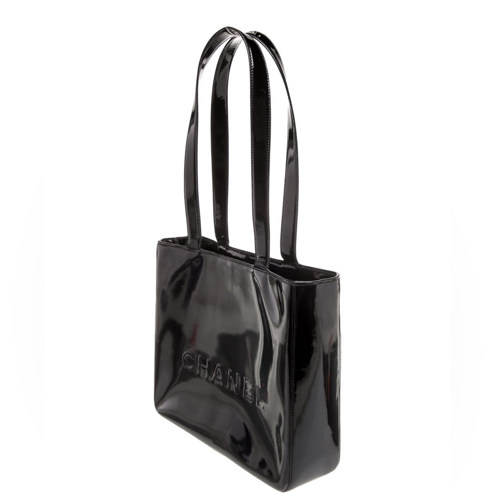 Chanel Logo Patent Leather Tote Bag